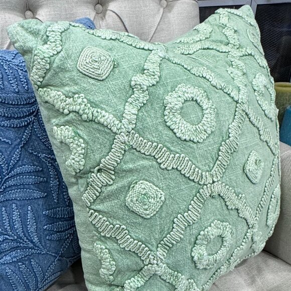 Artistic Accents Sage Green Embroidered Pillow - Picture 2 of 4